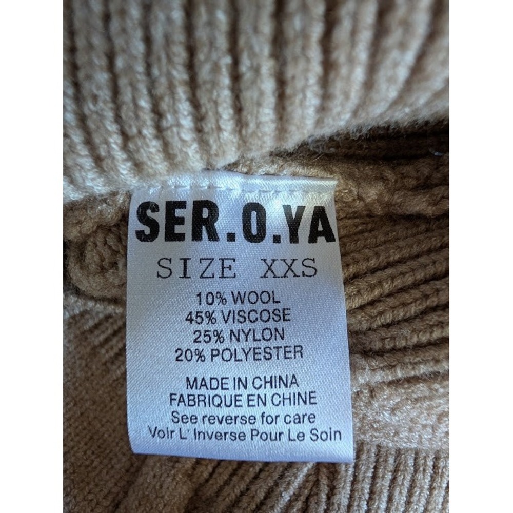 SER.O.YA Women Oatmeal Beige Cable Knit Hooded Sweater Mini Dress XXS New - Picture 8 of 10